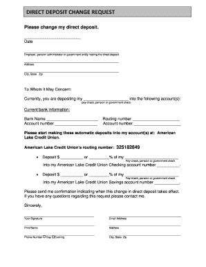 Direct Deposit Change Request