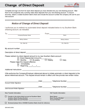 Change of Direct Deposit Form