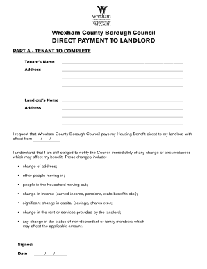 Wrexham Direct Payment to Landlord Form