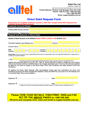 Alltel Direct Debit Request Form