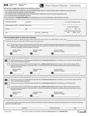 Canada Direct Deposit Request Form