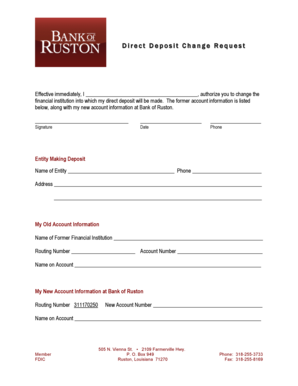 Direct Deposit Change Request