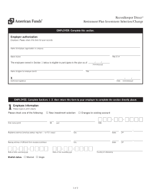 Retirement Plan Investment Selection/Change Form