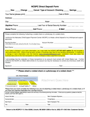 Nebraska Child Support Direct Deposit Form