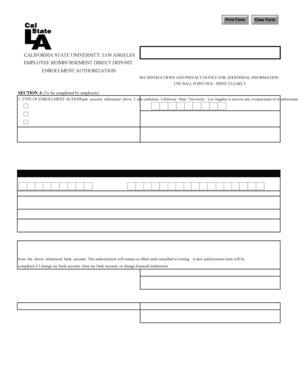 Employee Reimbursement Direct Deposit Enrollment Authorization