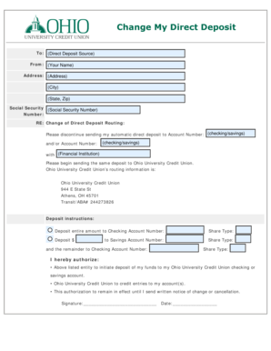 How to change direct deposit for social security - Make a change to an existing direct deposit - Ohio University Credit ... - oucu