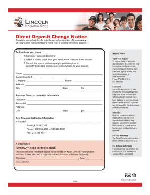 Direct Deposit Change Notice