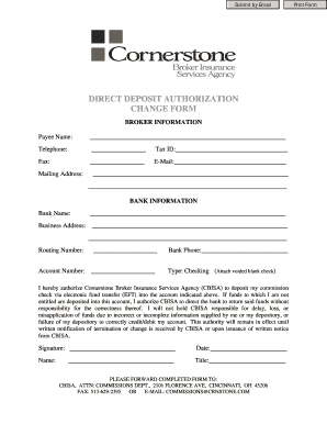 Direct Deposit Authorization Change Form