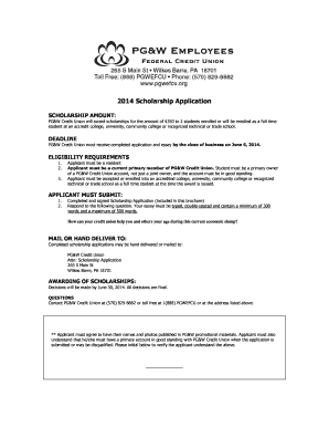 pgw credit union scholarship form