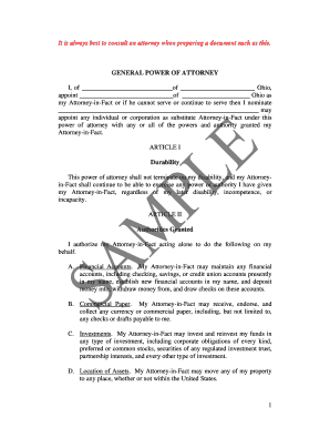 Ohio General Power of Attorney