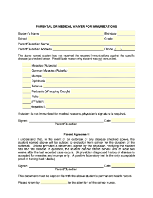 Parental or Medical Waiver for Immunizations