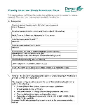 Equality Impact and Needs Assessment Form