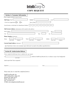 IntelliCorp Records Background Report Copy Request Form