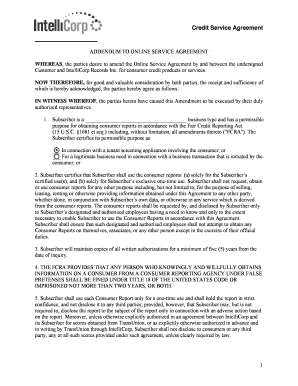 Credit Service Agreement Addendum
