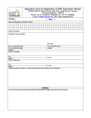 Online registration form - norka registration