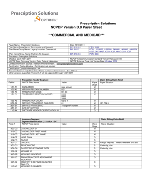 Prescription Solutions NCPDP D.0 Payer Sheet