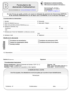 Demande d'attestation