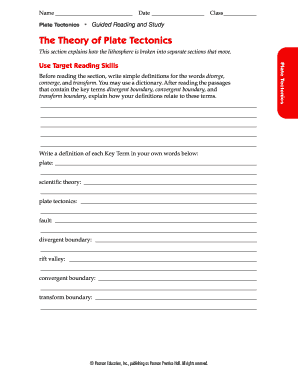Plate Tectonics Guided Reading and Study