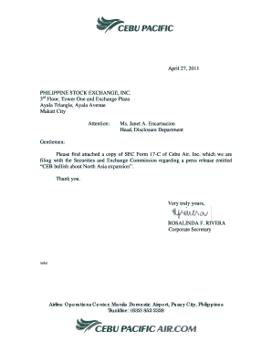 SEC Form 17-C Filing for Cebu Air Inc.