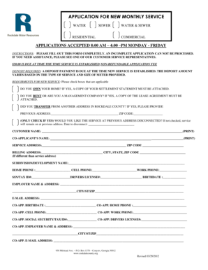 Rockdale County Water and Sewer Service Application