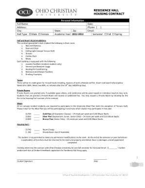 Residence Hall Housing Contract