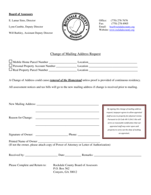 Change of Mailing Address Request