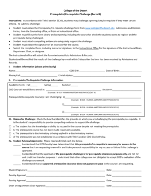 Prerequisite/Co-requisite Challenge Form B