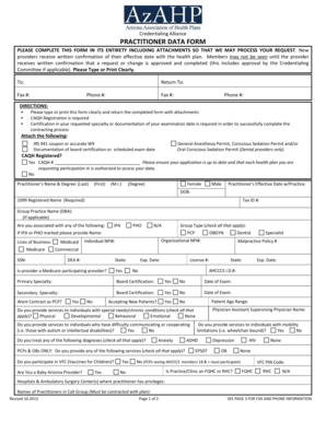 Credentialing Alliance Practitioner Data Form