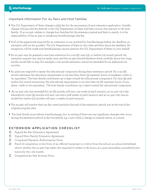 Au Pair USA Extension Program Application
