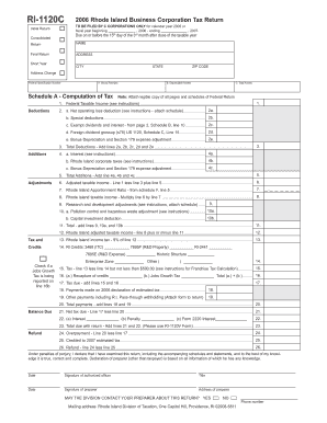 Rhode Island Business Corporation Tax Return