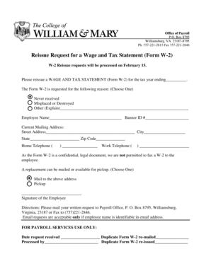 W-2 Reissue Request Form