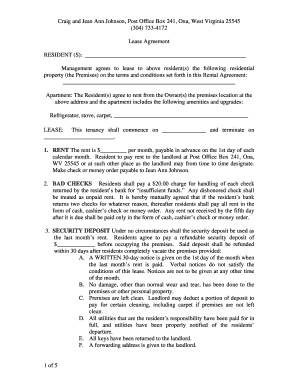 West Virginia Residential Lease Agreement