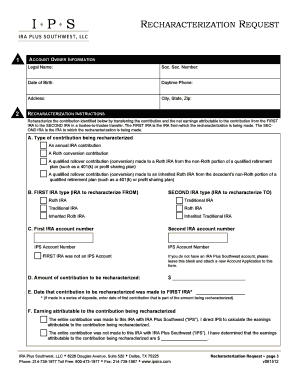 IRA Recharacterization Request Form