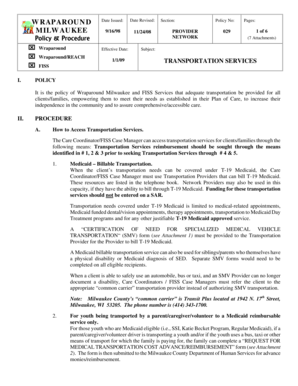 Blank policy and procedure template - WRAPAROUND MILWAUKEE 9/16/98 PROVIDER 1 of 6 Policy & Procedure - county milwaukeecounty