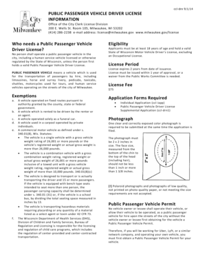 Public Passenger Vehicle Driver License Application