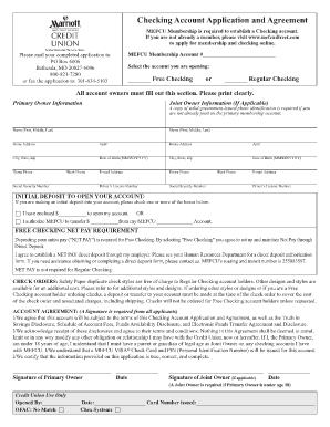 MEFCU Checking Account Application and Agreement