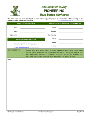 Pioneering Merit Badge Workbook