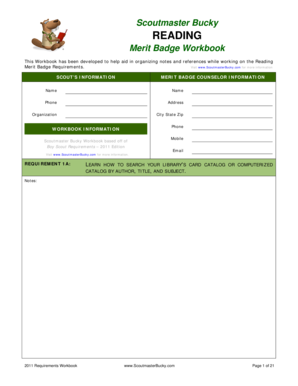 Reading Merit Badge Workbook