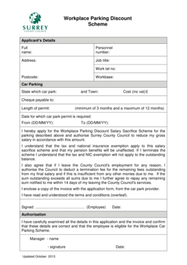Workplace Parking Discount Scheme Application