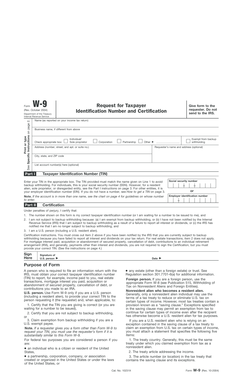 IRS Form W-9 Request for Taxpayer Identification Number and Certification