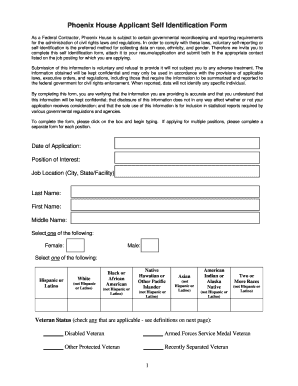 Phoenix House Applicant Self Identification Form