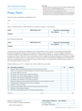 Olam International Proxy Form