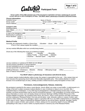 CentriKid Camp Participant Form