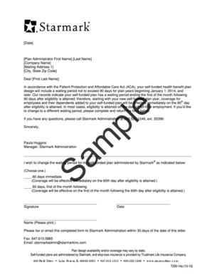 Health Plan Waiting Period Change Request