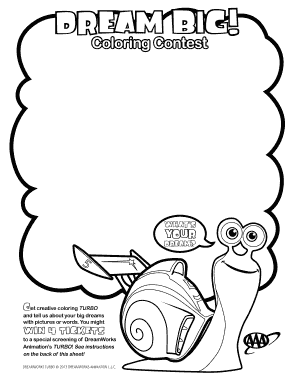 Dream Big Coloring Contest Entry Form