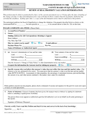 Taxpayer Petition for Real Property Valuation Review