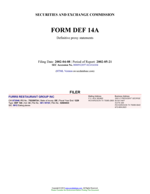 FURRS RESTAURANT GROUP INC (Form: DEF 14A, Filing Date ...