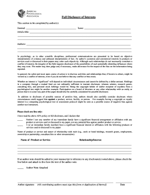 Full Disclosure of Interests Form