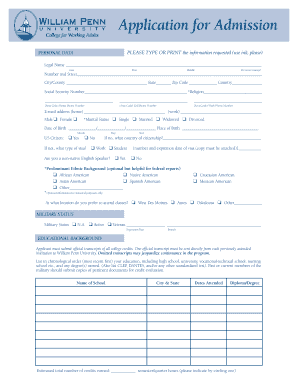 William Penn University Admission Application