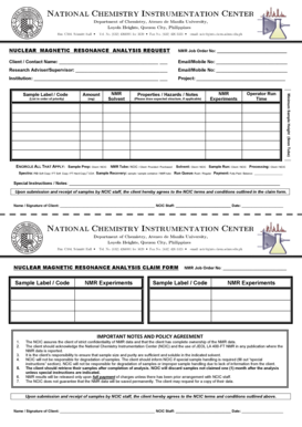 Nuclear Magnetic Resonance Analysis Request